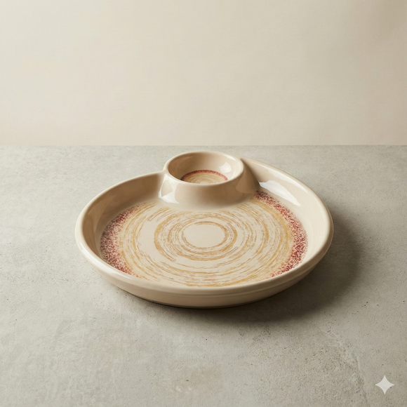 Comfy Homes Divided Serving Platter Set – Modern Snack & Dip Plate for Everyday Hosting and Sharing (Dual Sphere)