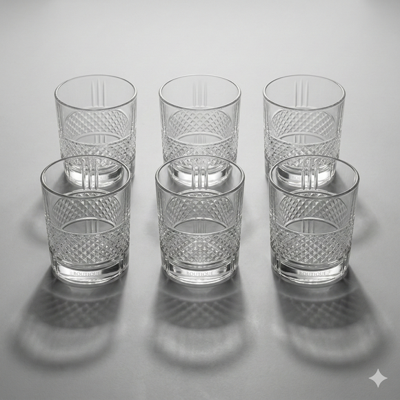 Comfy Homes Signature 340ml Whiskey & Water Glasses – Luxury Heavy-Base Crystal Clear Barware Set (Set of 6) (Heritage Reserve)