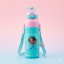 Kids Smart Sipper Bottle with Button-Open Lid, Neck Strap & Helicopter Cap Design (Princess Edition)-1