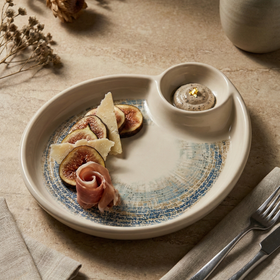 Comfy Homes Divided Serving Platter Set – Modern Snack & Dip Plate for Everyday Hosting and Sharing (Coral Blue) - 0