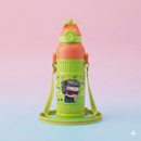 Kids Smart Sipper Bottle with Button-Open Lid, Neck Strap & Helicopter Cap Design (Green Rockstar)-1