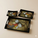 Comfy Homes™ Premium Multi-Purpose Melamine Tray Set (Set of 2) Medium & Large) (Royal Bloom)-2