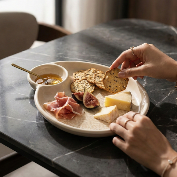 Comfy Homes Divided Serving Platter Set – Modern Snack & Dip Plate for Everyday Hosting and Sharing (Light Grass)