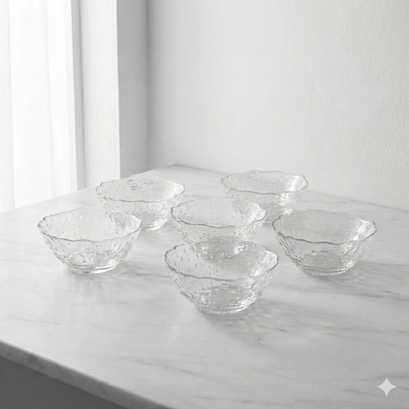 Comfy Homes Glass Dessert Bowls Set of 6 – Premium Clear Serving Bowls for Ice Cream, Sweets & Desserts