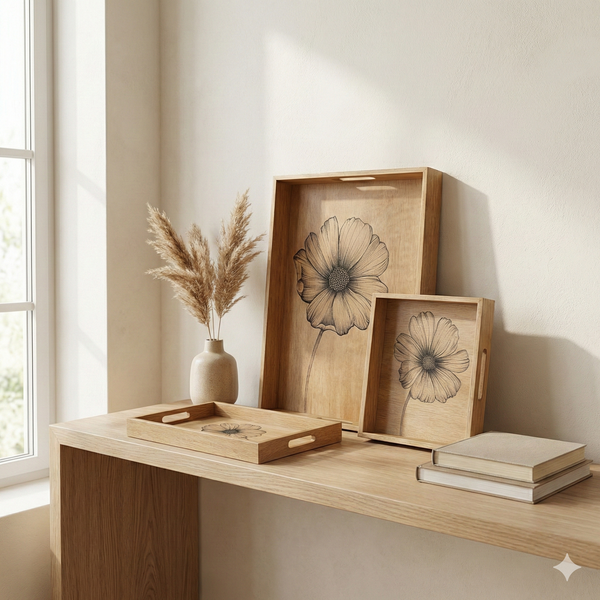 Comfy Homes Signature Mango Wood Serving Tray Set (Set of 1) – Elegant Hosting & Everyday Serving