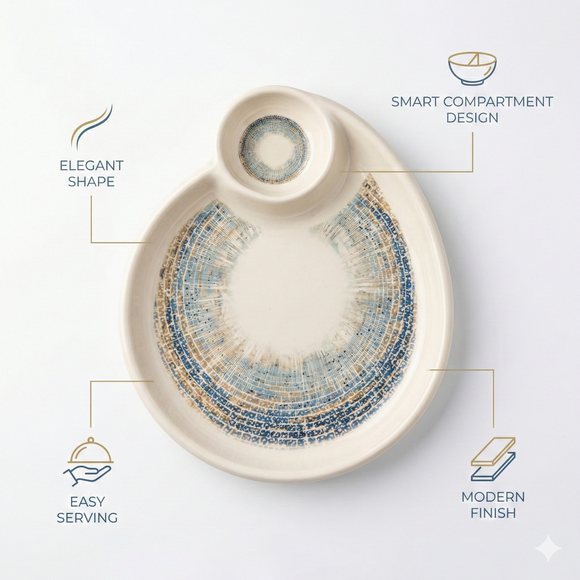 Comfy Homes Divided Serving Platter Set – Modern Snack & Dip Plate for Everyday Hosting and Sharing (Rustic Brown)