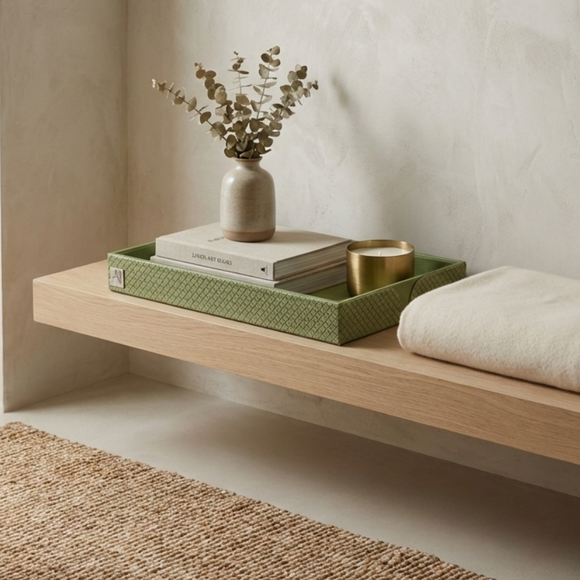 The Infinite Use Tray: Premium Handcrafted Vegan Leather Organizer (Parrot Green)