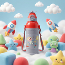 Kids Smart Sipper Bottle with Button-Open Lid, Neck Strap & Helicopter Cap Design (Mr Aerospace)-3