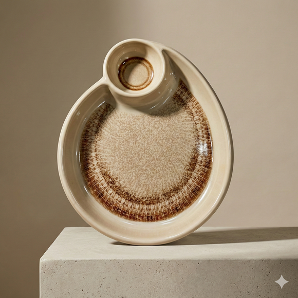 Comfy Homes Divided Serving Platter Set – Modern Snack & Dip Plate for Everyday Hosting and Sharing (Rustic Brown)