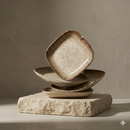 Snack & Chaat Serve Plate Set | Premium Melamine Plates For Indian Serving (Rusty Brown)-1