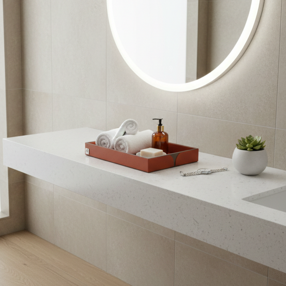 The Infinite Use Tray: Premium Handcrafted Vegan Leather Organizer (Shiny Orange)