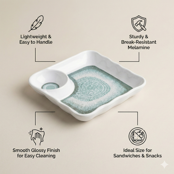 Everyday Serve Plate Set | Lightweight Melamine Plates for Snacks & Small Meals (Blush Taupe)