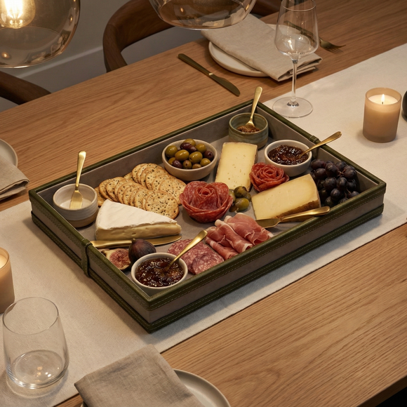 The Infinite Use Tray: Premium Handcrafted Vegan Leather Organizer (Military Green)