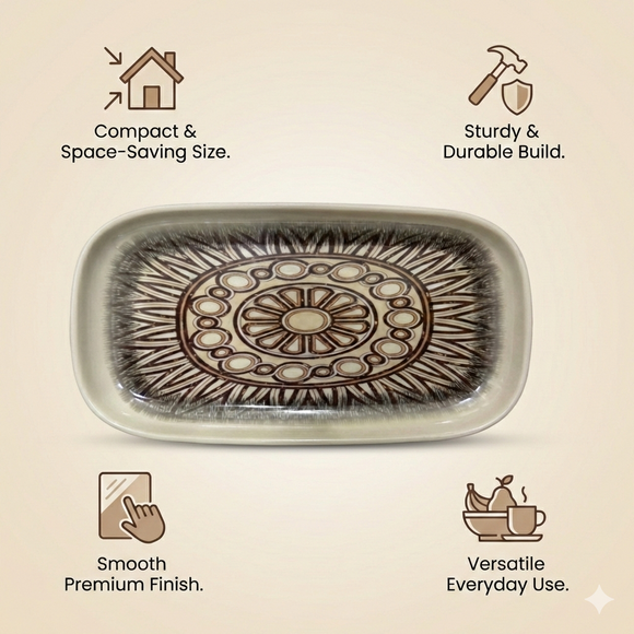 Comfy Homes Serving Platter | Durable, Food-Safe and Eco-Friendly | Platter for Snacks, Fruits, Appetizers & Kitchen Decor - 11" (Rose Sand)