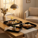 Comfy Homes™ Premium Multi-Purpose Melamine Tray Set (Set of 2)Medium & Large) (Yellow Lotus)-5