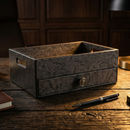 The Triad Collection: Handcrafted Vegan Leather Desk Organizer - 5 Slot (Marble Grey)-2