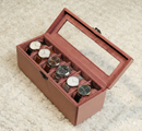 The Sovereign Collection: Premium Vegan Leather Watch & Bangle Organizer (Royal Pink)-2