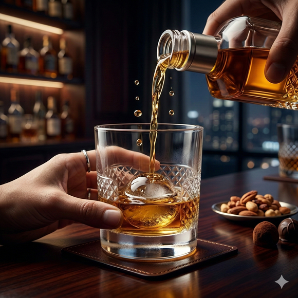 Comfy Homes Signature 340ml Whiskey & Water Glasses – Luxury Heavy-Base Crystal Clear Barware Set (Set of 6) (Heritage Reserve)