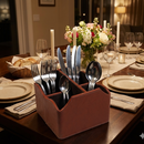 The Sovereign Multi-Tasker: Handcrafted Vegan Leather Divided Organizer Cup (Shiny Orange)-6