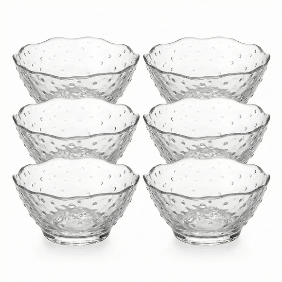 Comfy Homes Glass Dessert Bowls Set of 6 – Premium Clear Serving Bowls for Ice Cream, Sweets & Desserts