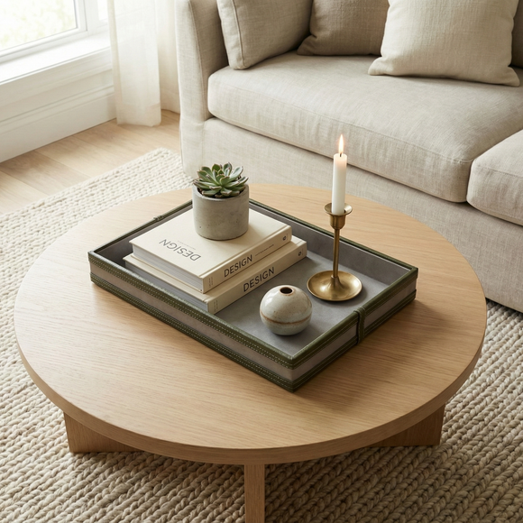 The Infinite Use Tray: Premium Handcrafted Vegan Leather Organizer (Military Green)