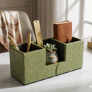 The Sovereign Multi-Tasker: Handcrafted Vegan Leather Divided Organizer Cup (Parrot Green)-1