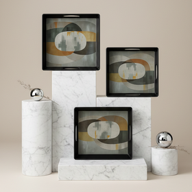 Comfy Homes™ Premium Multi-Purpose Melamine Tray Set (Set of 3)(Small, Medium & Large) (Illusionary White)