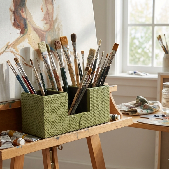 The Sovereign Multi-Tasker: Handcrafted Vegan Leather Divided Organizer Cup (Parrot Green)