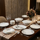 40 Pcs Melamine Dinner Set | Round Design with Dinner Plates, Small Plates, Serving Tray, Bowls with Lids, Spoons & Serving Spoons | Unbreakable & Lightweight Dinnerware (Black Fern)-8