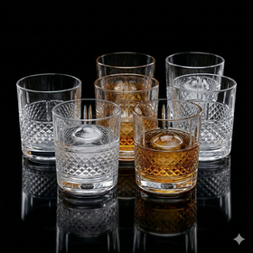Comfy Homes Signature 340ml Whiskey & Water Glasses – Luxury Heavy-Base Crystal Clear Barware Set (Set of 6) (Heritage Reserve)