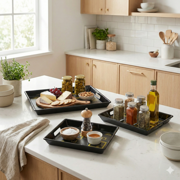Comfy Homes™ Premium Multi-Purpose Melamine Tray Set (Set of 3)(Small, Medium & Large) (Sunline Elegance) - 0