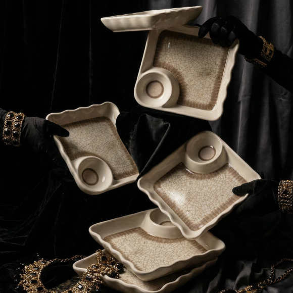 Everyday Serve Plate Set | Lightweight Melamine Plates for Snacks & Small Meals (Sand Dune)