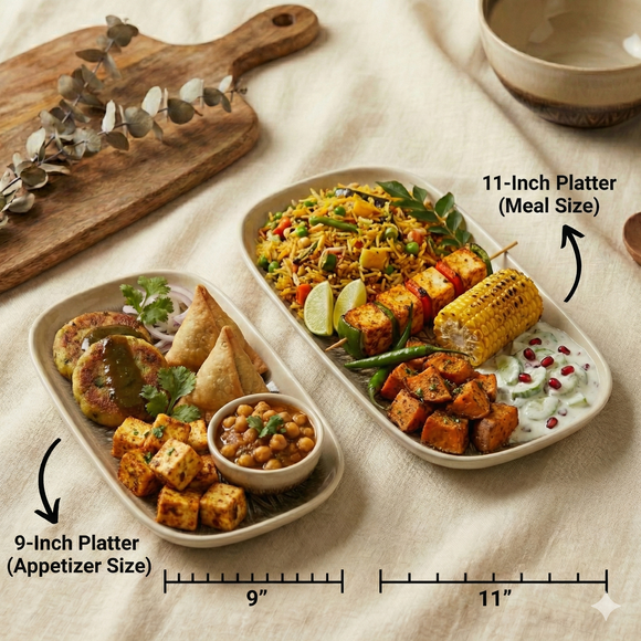 Comfy Homes Serving Platter | Durable, Food-Safe and Eco-Friendly | Platter for Snacks, Fruits, Appetizers & Kitchen Decor - 11" (Stone Ash)