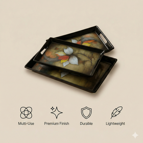 Comfy Homes™ Premium Multi-Purpose Melamine Tray Set (Set of 1) (Large) (Royal Bloom) - 0