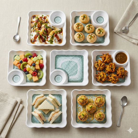 Everyday Serve Plate Set | Lightweight Melamine Plates for Snacks & Small Meals (Sand Dune)