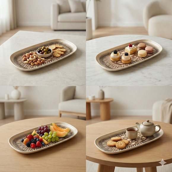 Comfy Homes Serving Platter | Durable, Food-Safe and Eco-Friendly | Platter for Snacks, Fruits, Appetizers & Kitchen Decor - 9" (Rose Sand)