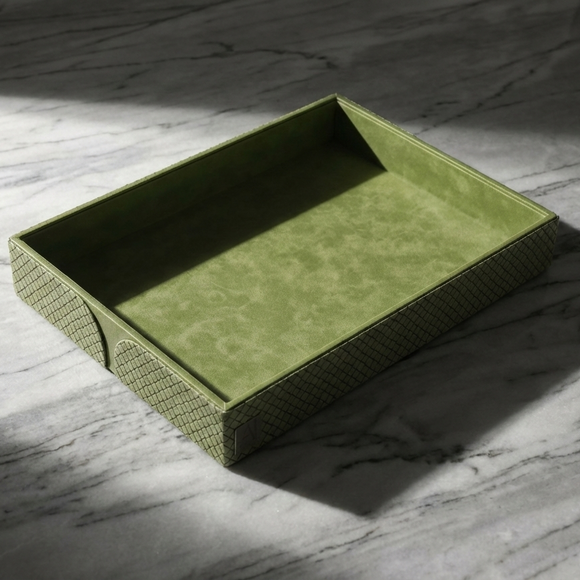 The Infinite Use Tray: Premium Handcrafted Vegan Leather Organizer (Parrot Green)