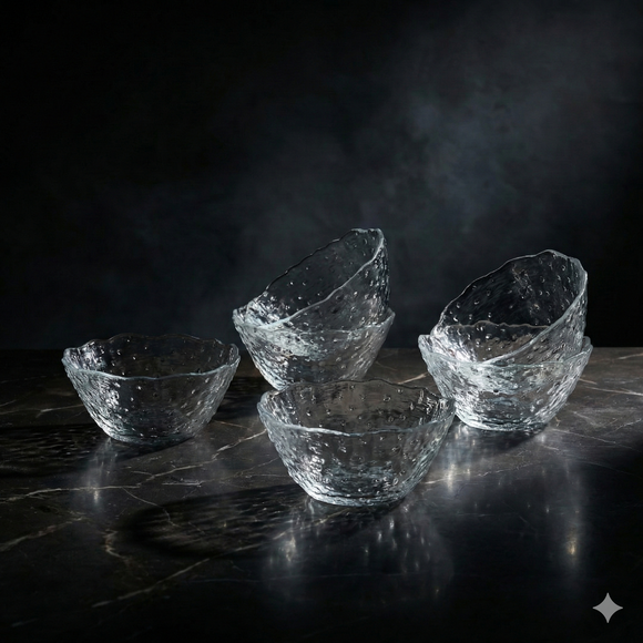 Comfy Homes Glass Dessert Bowls Set of 6 – Premium Clear Serving Bowls for Ice Cream, Sweets & Desserts