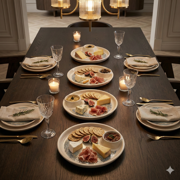 Comfy Homes Divided Serving Platter Set – Modern Snack & Dip Plate for Everyday Hosting and Sharing (Coral Blue)