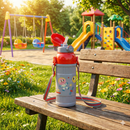 Kids Smart Sipper Bottle with Button-Open Lid, Neck Strap & Helicopter Cap Design (Mr Aerospace)-5