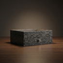 The Triad Collection: Handcrafted Vegan Leather Desk Organizer - 3 Slot (Marble Grey)-3