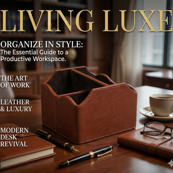 The Sovereign Multi-Tasker: Handcrafted Vegan Leather Divided Organizer Cup (Shiny Orange)