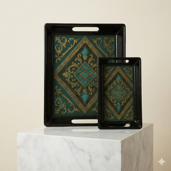 Comfy Homes™ Premium Multi-Purpose Melamine Tray Set (Set of 3)(Small, Medium & Large) (Royal Monarch)