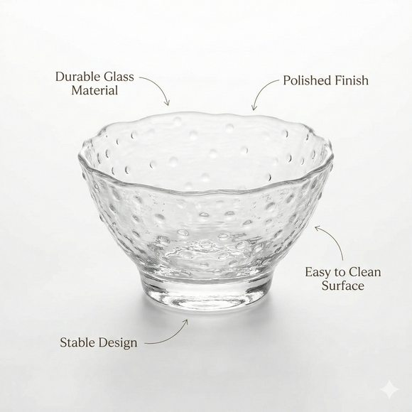 Comfy Homes Glass Dessert Bowls Set of 6 – Premium Clear Serving Bowls for Ice Cream, Sweets & Desserts