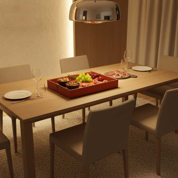 The Infinite Use Tray: Premium Handcrafted Vegan Leather Organizer (Shiny Orange)