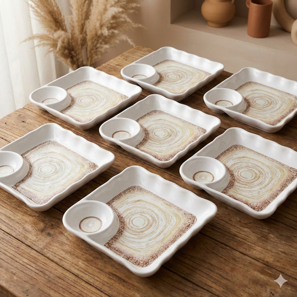 Everyday Serve Plate Set | Lightweight Melamine Plates for Snacks & Small Meals (Blush Taupe)