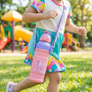 Kids Smart Sipper Bottle with Button-Open Lid, Neck Strap & Helicopter Cap Design (Pink Fairy)-2