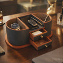 The Executive Command Center: Handcrafted Vegan Leather Desk Oval Caddy (Sparkling Orange)-9
