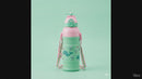 Kids Smart Sipper Bottle with Button-Open Lid, Neck Strap & Helicopter Cap Design (Green Dolphin)-10